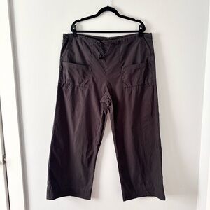 Local European Cargo Crop Pants Drawstring Bottoms Casual Lightweight Black